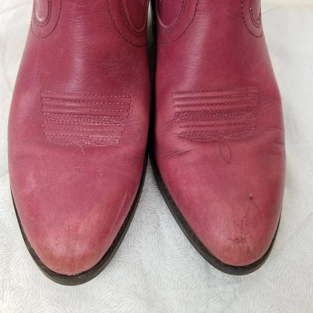 Ariat pink women's leather cowboy booties white trim western coastal cowgirl 4 - Picture 8 of 12